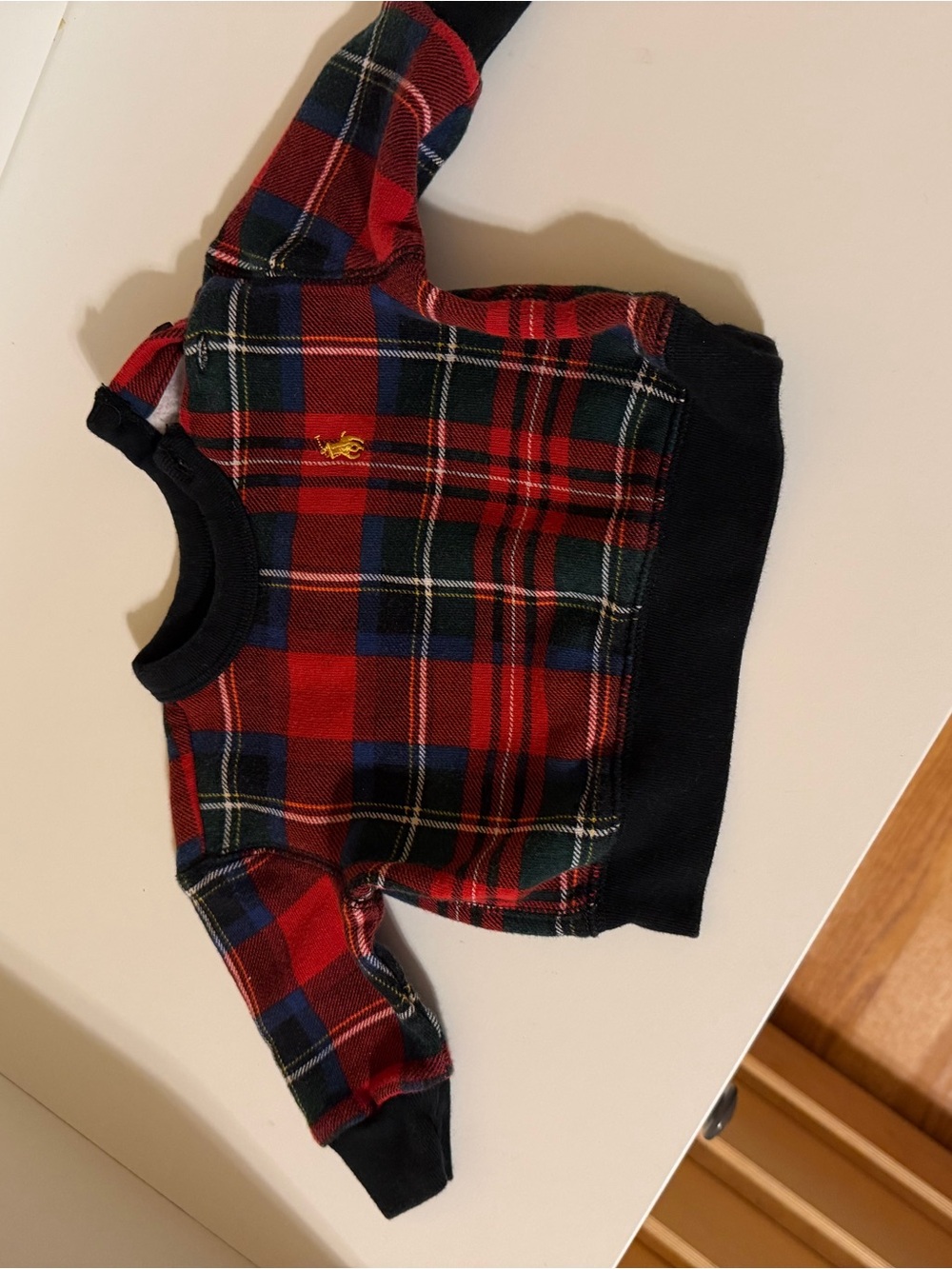 Ralph Lauren Baby Red Plaid Long-Sleeve Sweatshirt